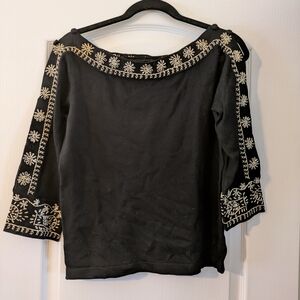 Stylish Black Embroidered Women's Top